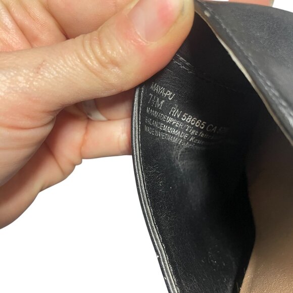 Abound Pointed Toe Black Leather Mules 7.5M Block Heel Slip-On - Picture 4 of 5